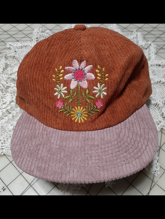 NATURAL LIFE Accessories - NATURAL LIFE Rust Orange Corduroy-Look Cap with Floral Lining